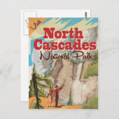 ノースカスカデス国立公園ヴィンテージ旅行ポスター ポストカード (正面/裏面)