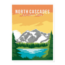 ノースカスケーズアートヴィンテージトラベルイラストレーション