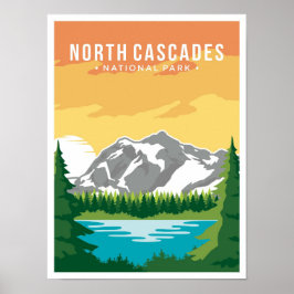 ノースカスケーズアートヴィンテージトラベルイラストレーション ポスター