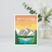 ノースカスケーズアートヴィンテージトラベルイラストレーション ポストカード (スタンド正面)
