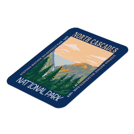 ノースカスケーズナショナルパーク動揺してヴィンテージ マグネット (左側)