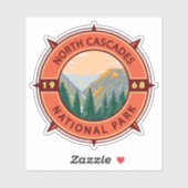 ノースカスケードズナショナルパークレトロコンパスエンブレム シール (シート)