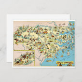 ノースカロライナおもしろいヴィンテージの地図 ポストカード (正面/裏面)