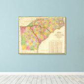 ノースカロライナとサウスカロジアの地図 キャンバスプリント (インサイチュ (ウッドフロア))