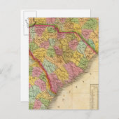 ノースカロライナとサウスカロジアの地図 ポストカード (正面/裏面)