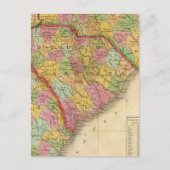 ノースカロライナとサウスカロジアの地図 ポストカード (正面)