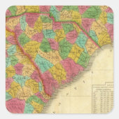 ノースカロライナとサウスカロライナの地図 スクエアシール (正面)