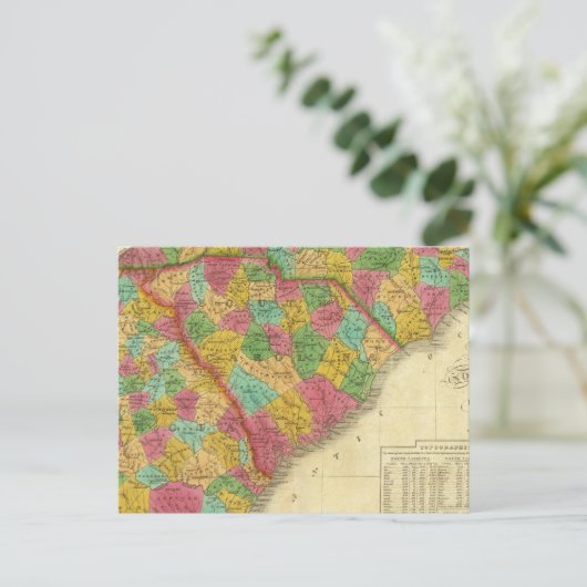 ノースカロライナとサウスカロライナの地図 ポストカード (スタンド正面)