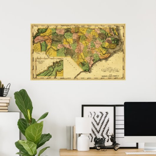 ノースカロライナのパノラママップ ポスター (ホームオフィス)