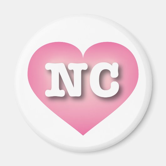 ノースカロライナのピンクフェードハート- I love NC マグネット (正面)