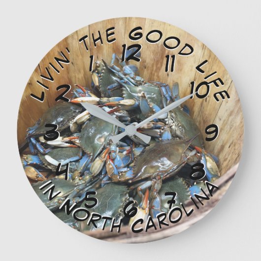 ノースカロライナのブルーカニシーズン ラージ壁時計 (正面)