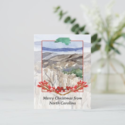 ノースカロライナのブルーリッジからのメリークリスマス シーズンポストカード (スタンド正面)