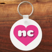 ノースカロライナのホットピンクハート- I love nc キーホルダー (正面)