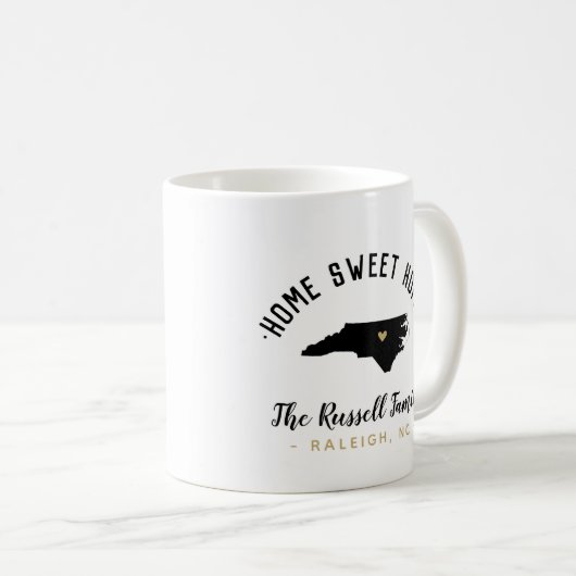 ノースカロライナのホームスイートホームファミリーモノグラムマグ コーヒーマグカップ (正面右)