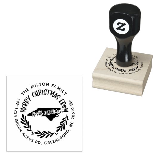 ノースカロライナのメリークリスマス差出人住所 ラバースタンプ (押印)