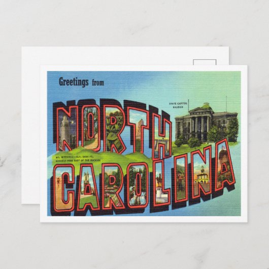 ノースカロライナのヴィンテージ旅行会社からの挨拶 ポストカード (正面/裏面)