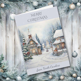 ノースカロライナの冬の風景のクリスマス シーズンカード
