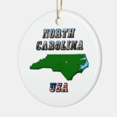 ノースカロライナの地図と文字 セラミックオーナメント (左)