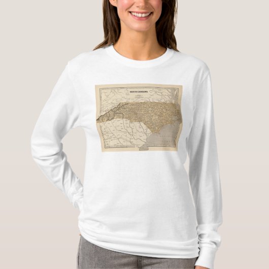 ノースカロライナの地図書の地図 Tシャツ (正面)