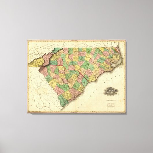 ノースカロライナの地図 キャンバスプリント (正面)