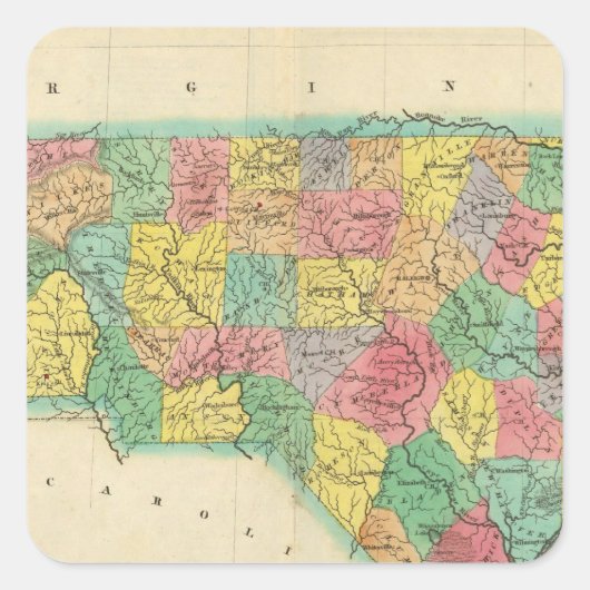 ノースカロライナの地図 スクエアシール (正面)