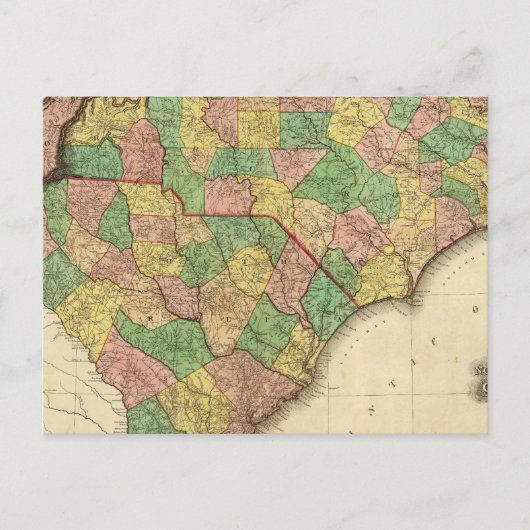 ノースカロライナの地図 ポストカード (正面)