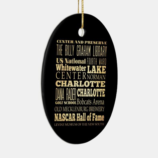 ノースカロライナの州のタイポグラフィのシャーロット都市 セラミックオーナメント (右)