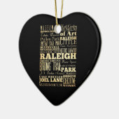 ノースカロライナの州のタイポグラフィのローリー都市 セラミックオーナメント (左)