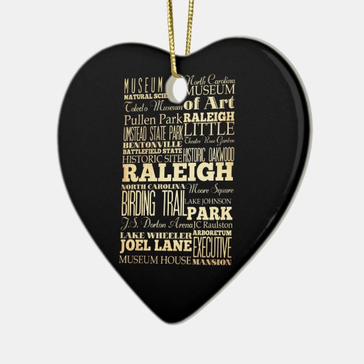 ノースカロライナの州のタイポグラフィのローリー都市 セラミックオーナメント (左)
