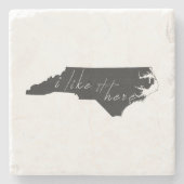 ノースカロライナの形が好きで、ここのチャルクボードが好き ストーンコースター (正面)