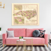 ノースカロライナの新しい地図 キャンバスプリント (インサイチュ (リビング))