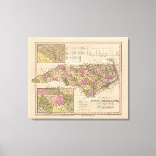 ノースカロライナの新しい地図 キャンバスプリント (正面)