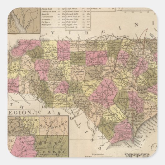ノースカロライナの新しい地図 スクエアシール (正面)