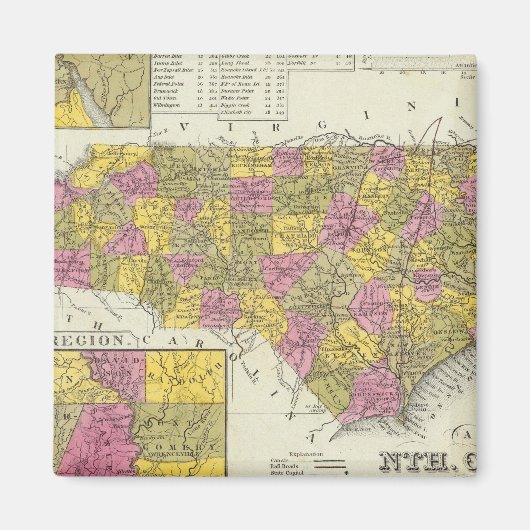 ノースカロライナの新しい地図 マグネット (正面)