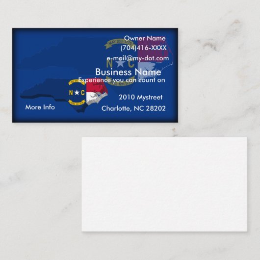 ノースカロライナの旗の地図の名刺 名刺 (正面/裏面)