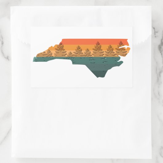 ノースカロライナの木のシルエット 長方形シール (バッグ)