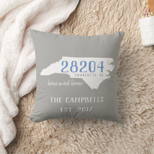 ノースカロライナの枕がカスタムな郵便番号によってか色は家へ帰ります クッション (ブランケット)