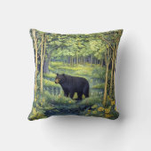 ノースカロライナの森の黒い熊 クッション (裏面)