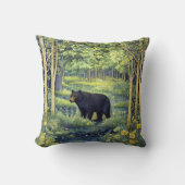 ノースカロライナの森の黒い熊 クッション (正面)