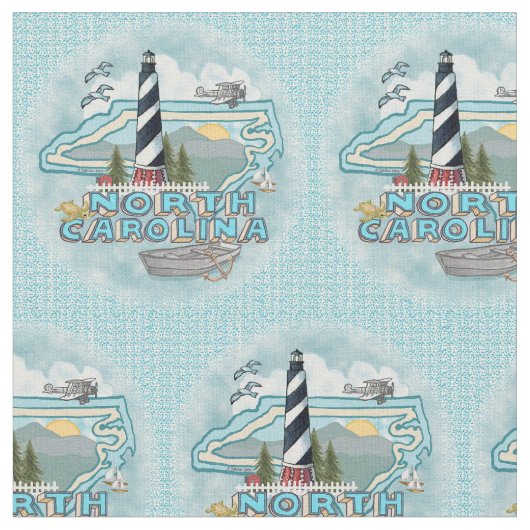 ノースカロライナの灯台 ファブリック (クローズアップ)