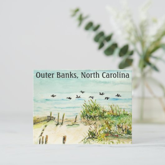 ノースカロライナの砂丘とシーグルアウターバンク ポストカード (スタンド正面)