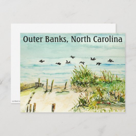 ノースカロライナの砂丘とシーグルアウターバンク ポストカード (正面/裏面)