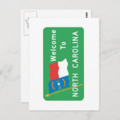 ノースカロライナへようこそ – USA Road Sign ポストカード (正面/裏面)