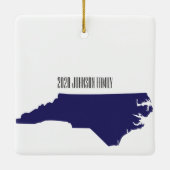 ノースカロライナパーソナライズされたクリスマス セラミックオーナメント (裏面)