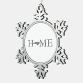 ノースカロライナホーム州シェイプレターワードアート スノーフレークピューターオーナメント (右)