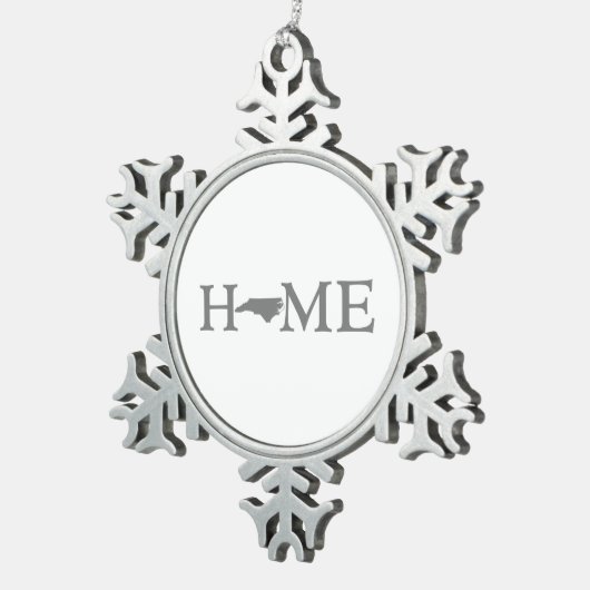 ノースカロライナホーム州シェイプレターワードアート スノーフレークピューターオーナメント (右)