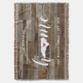 ノースカロライナホーム州パーソナライズされたウッドルック スローブランケット (正面縦)