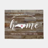 ノースカロライナホーム州パーソナライズされたウッドルック ドアマット (正面)