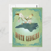 ノースカロライナモダンヴィンテージ州の地図 – 緑 ポストカード (正面/裏面)