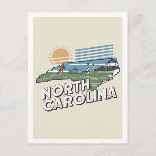 ノースカロライナレトロ旅行デザインアイコニックUS ポストカード (正面)